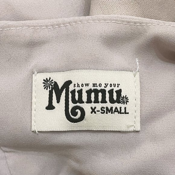 Show Me Your Mumu Lauren Tie Back Dove Grey Chiffon Bridesmaid Maxi Dress - Picture 12 of 16